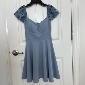 CITY STUDIO Womens Light Blue Zippered Dress